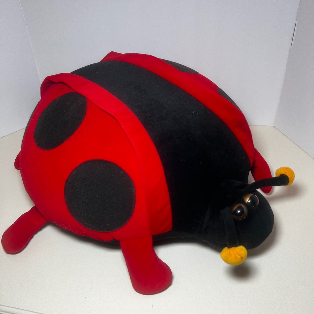 Huge 18" Ladybug Plush Pillow Vintage 90s Bug Collector Large